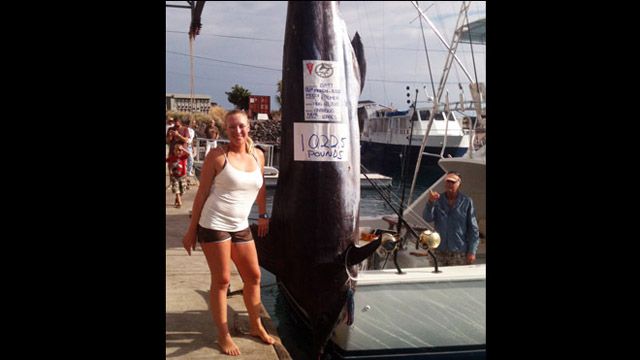 Across America: Woman reels in 1,000 pound marlin