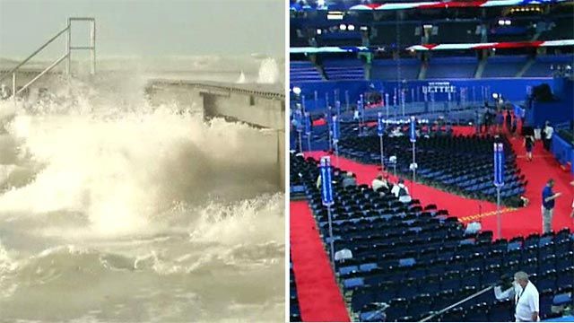 Coverage of hurricane, GOP convention split