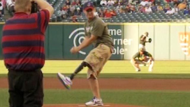 Wounded Soldier Throws First Pitch