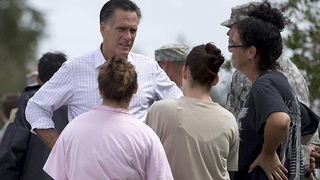 Romney visits hurricane-ravaged Louisiana