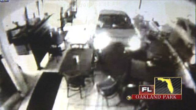 Across America: Car drives through restaurant in Florida