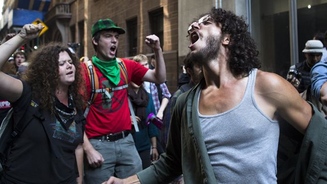 Occupiers target Wall Street on group's one year anniversary