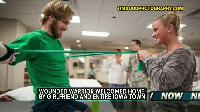Amazing Love Story: Quadruple Amputee Soldier Welcomed Home By Girlfriend ... And Entire Iowa Town