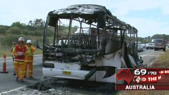 Around the World: Bus Goes Up in Flames