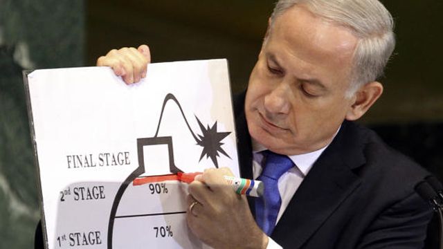 Netanyahu literally draws the 'clear red line' on Iran