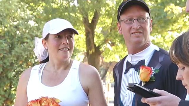Avid runners tie the knot in marathon marriage ceremony