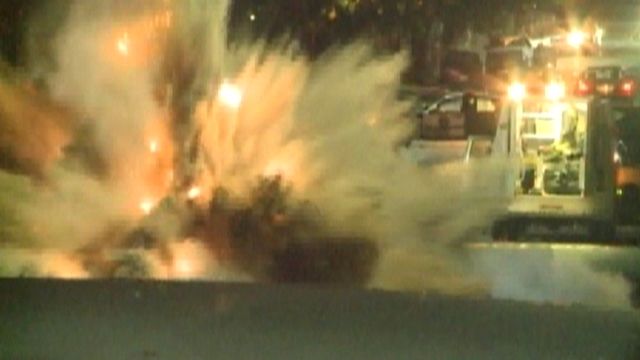Fire in the hole! Police detonate bomb maker's explosives