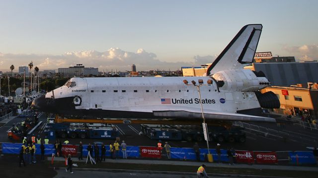 Space Shuttle Endeavour on the move to new home in L.A.