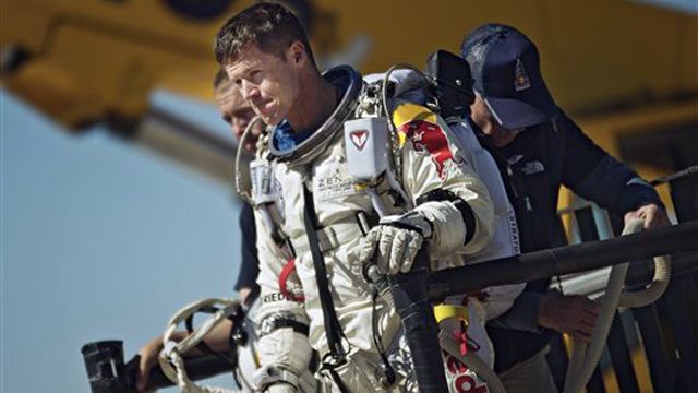 Skydiver lands safely on earth after jump from stratosphere