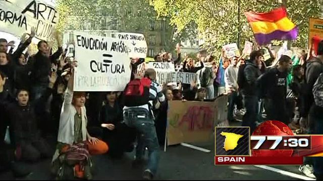Around the World: Students march in Madrid