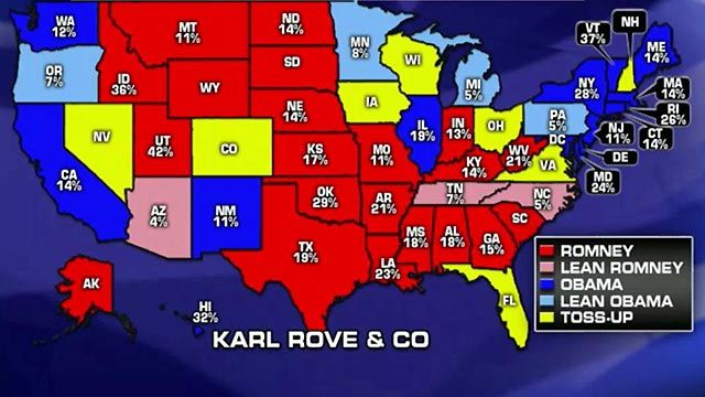 Electoral map as 2012 race goes into final strech