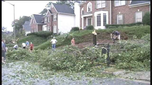 High Winds Knock Trees Into Homes