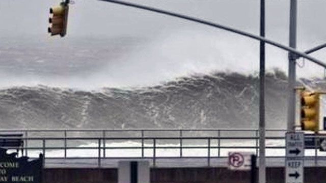 Sandy's storm surge floods Long Beach, NY