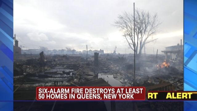 Sandy Ignites Fire Burning Over 50 Homes in New York