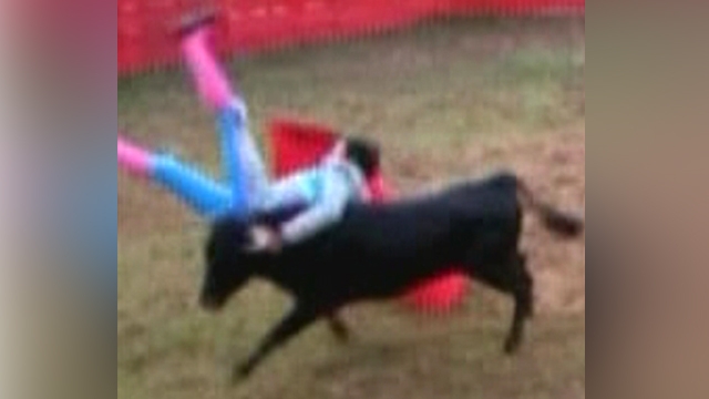 Bull Splits Matador's Pants