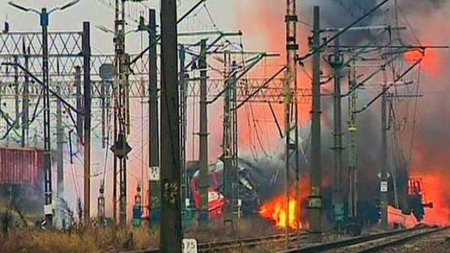 Train Collision Causes Explosion