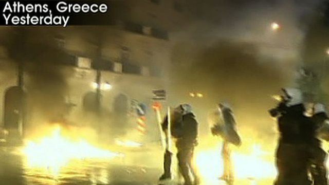 Rioters Clash with Police in Greece