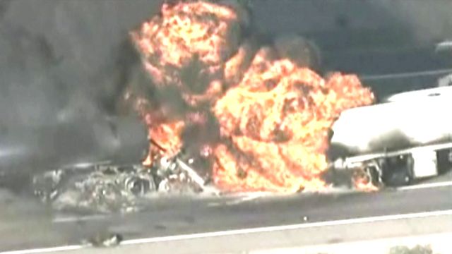Tanker Fire Rages Out of Control on Arizona Highway