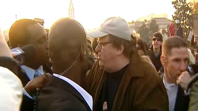 Michael Moore Clashes With Reporter at 'Occupy Denver' Protest