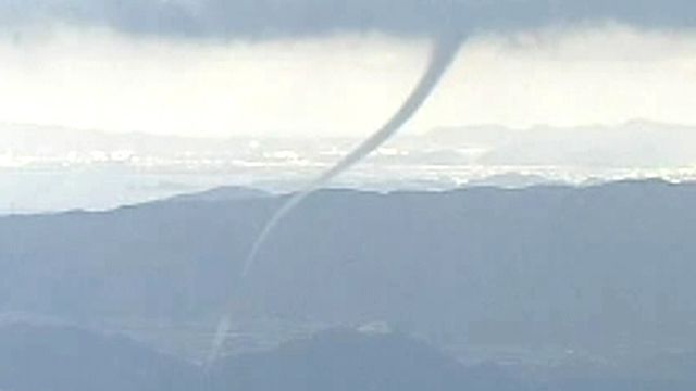 Terrifying twin twisters spotted over Japanese mountains