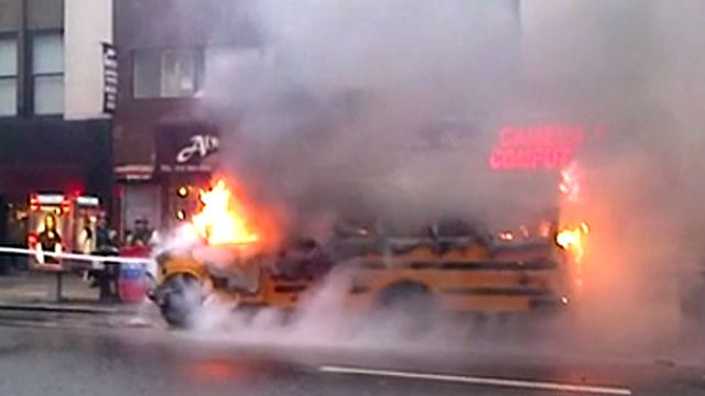 School Bus Blaze in Manhattan
