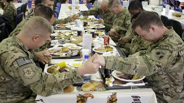 American troops celebrate Thanksgiving