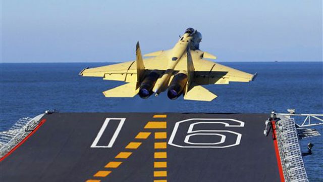 China land fighter jet on aircraft carrier