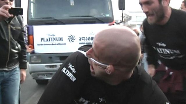 Lobes of steel: Strongman pulls 8-ton truck with his ear