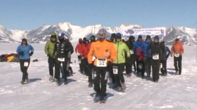Extreme Runners Race in Ice Marathon